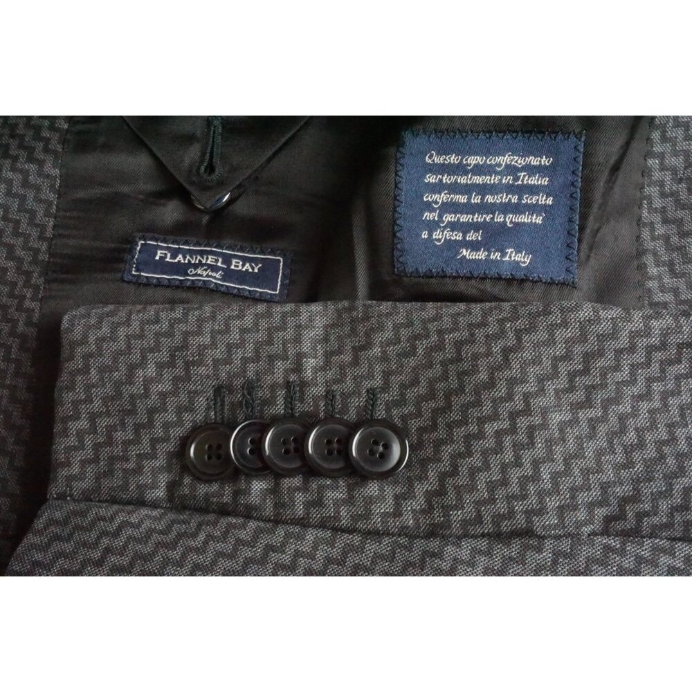 Flannel Bay Napoli Gray Blag Zig Zag Sport Coat Jacket Sz 40S